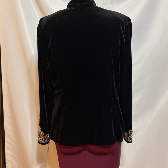 Alex Evenings Black Velvet Jacket with Embellished Sleeves - Picture 6 of 14